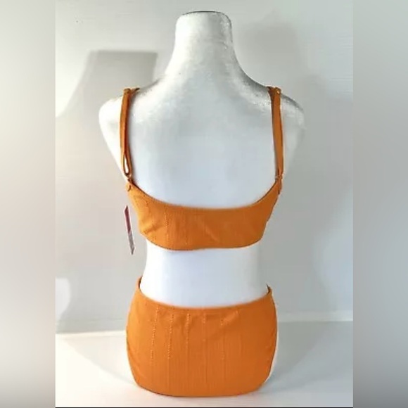 Ninety-Nine Degrees Orange Crinkle Bikini Set ~ Bralette Top ~ Size XXL (19) NWT - Picture 2 of 16